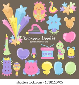 Colorful illustration of so many cute things
