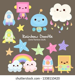 Colorful illustration of so many cute things