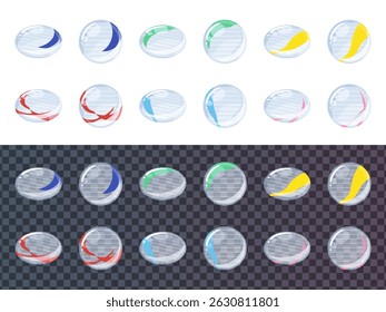 Colorful illustration material set of marbles_lower half is transparent