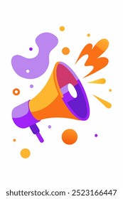 Colorful illustration of a megaphone with sound waves. Perfect for marketing, communication, and advertising concepts. This vibrant design adds visual interest and energy to any project.