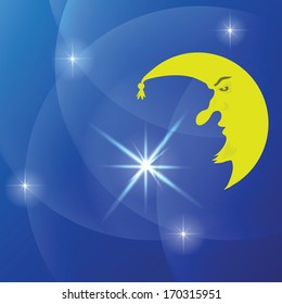 colorful illustration with moon background for your design