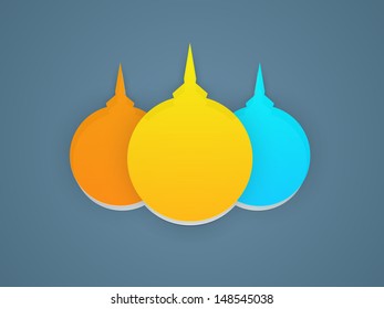 Colorful illustration of mosque on abstract blue background for Muslim community festival Eid Mubarak.