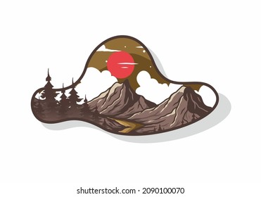 Colorful illustration of mountain graphic design