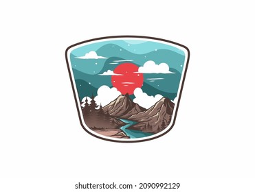 Colorful illustration of mountain graphic design