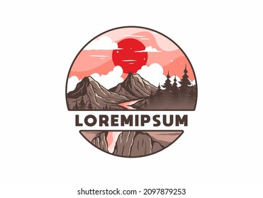 Colorful illustration of mountain graphic design