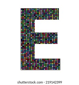 colorful illustration with multicolor letter E on  a white background
