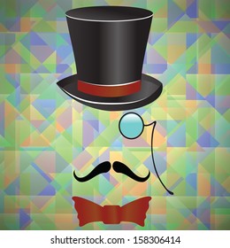 colorful illustration with mustaches and  retro accessories for your design