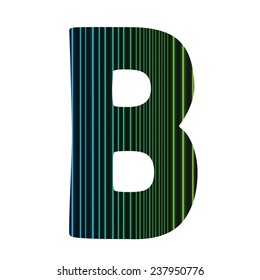 colorful illustration  with  neon letter B  on white background