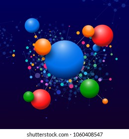 Colorful illustration with network technology communication background. Vector