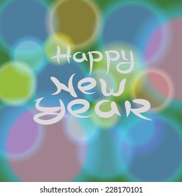 colorful illustration with new year blurred background