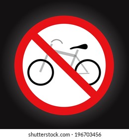 colorful illustration with  no bike allowed sign for your design