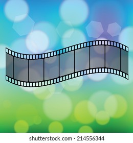 colorful illustration with Old film strip  on a blurred  background