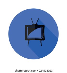 colorful illustration with old TV icon on a white background