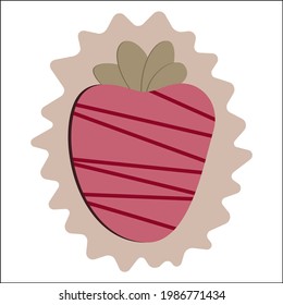 An colorful illustration on a transparent background. It is an isolated pink strawberry. Ideal for greeting cards, web banners and custom mugs or t-shirts.