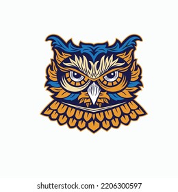 colorful illustration owl bird with engraving ornament style