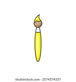 Colorful illustration of a paintbrush featuring a vibrant yellow handle and a painted tip. Suitable for art-related concepts, artistic projects, or creative educational materials.