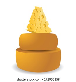 colorful illustration with peace of cheese for your design