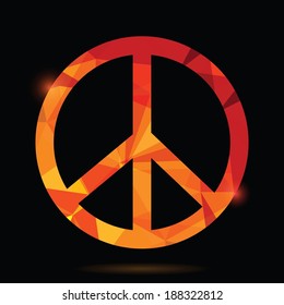 colorful illustration with peace symbol on a black background for your design