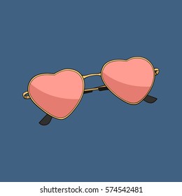 Colorful illustration of pink sunglasses heart