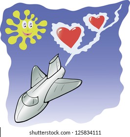colorful illustration with plane for your design.