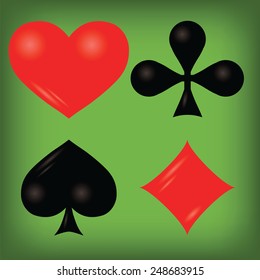 colorful illustration  with Playing Cards Elements on green background