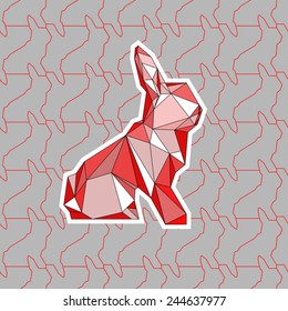 A colorful illustration of poligonal rabbit.  seamless pattern 3