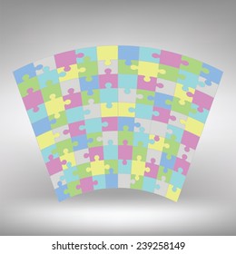 colorful illustration  with  puzzle  on grey background