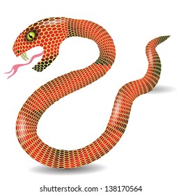 colorful illustration with  red snake  for your design