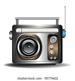 Colorful illustration with a retro radio isolated on a white background