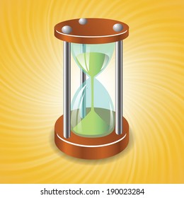 colorful illustration with sand clock on a sun wave background for your design