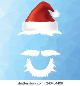 colorful illustration  with santa hat on blue background