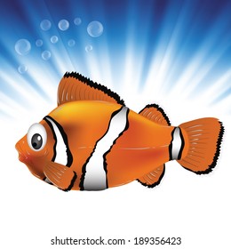 colorful illustration with sea fish on a water background for your design