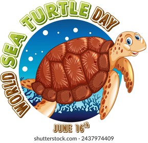Colorful illustration of a sea turtle for a special day