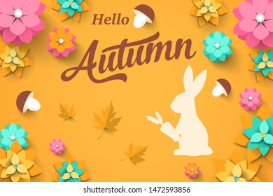 Colorful illustration of seasons theme in vector. Hello autumn concept. For autumn banners, postcard