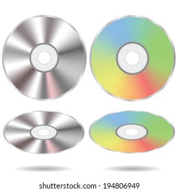 colorful illustration with set of CD discs on a white background for your design