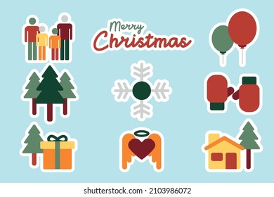 Colorful Illustration Set of Christmas eve. Christmas icons vector set. Christmas icon set in flat style. Christmas illustration template for greting card, poster, banner, etc. 