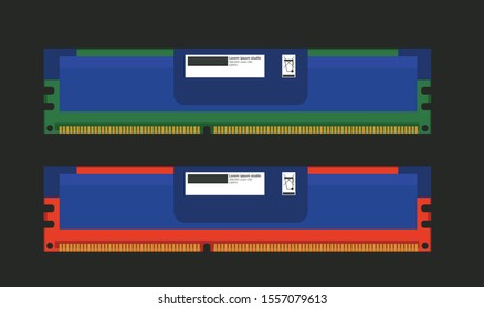 Colorful illustration set of computer ram icon