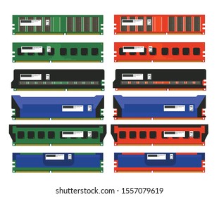 Colorful illustration set of computer ram icon