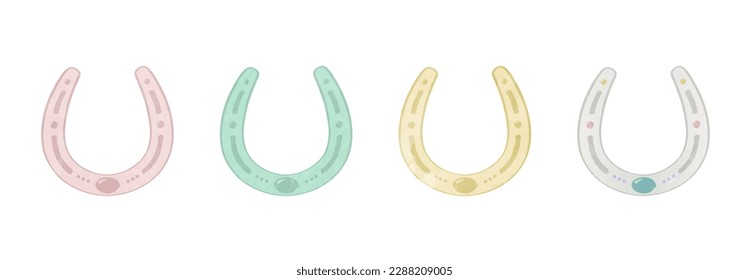 Colorful illustration set of cute horseshoes