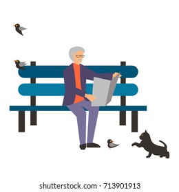 Colorful illustration set of different cartoon characters in modern flat style. Happy man. Vector design.