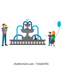 Colorful illustration set of different cartoon characters in modern flat style. Happy family. Vector design.
