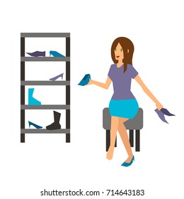 Colorful illustration set of different cartoon characters in modern flat style. Happy woman. Vector design.
