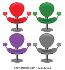 colorful illustration  with set of modern chairs on white background
