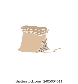 colorful illustration with shadow of an open sack for icon or logo