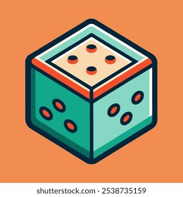 A colorful illustration of a single die with four dots, perfect for adding a touch of whimsy to your designs.  This simple yet stylish graphic is ideal for games, dice-themed projects.