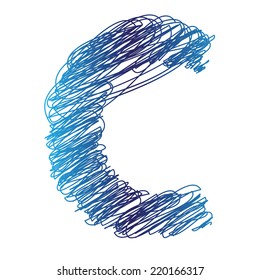 colorful illustration with sketched letter C on  a white background