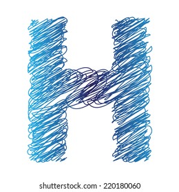 colorful illustration with sketched letter H on  a white background