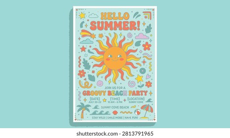 Colorful illustration of smiling sun