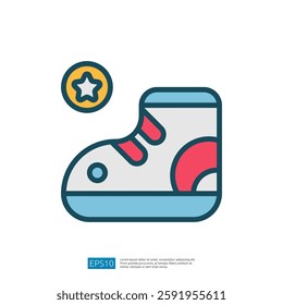 A colorful illustration of a sneaker with a star icon, representing sports or leisure activities.