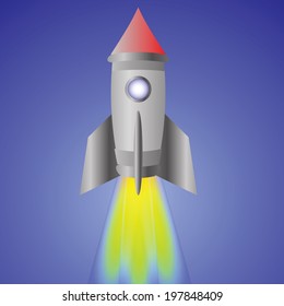 colorful illustration with spaceship for your design